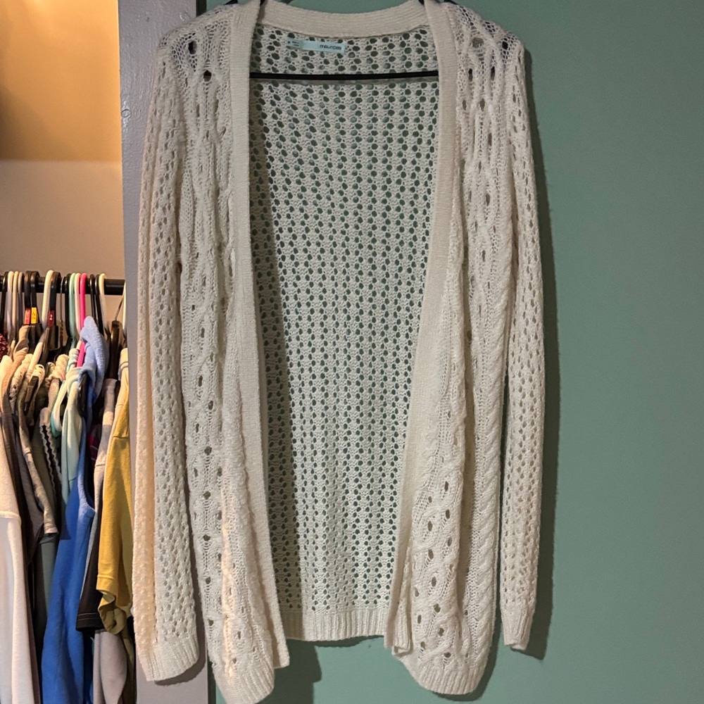 Maurices Cream Open-Knit Cardigan